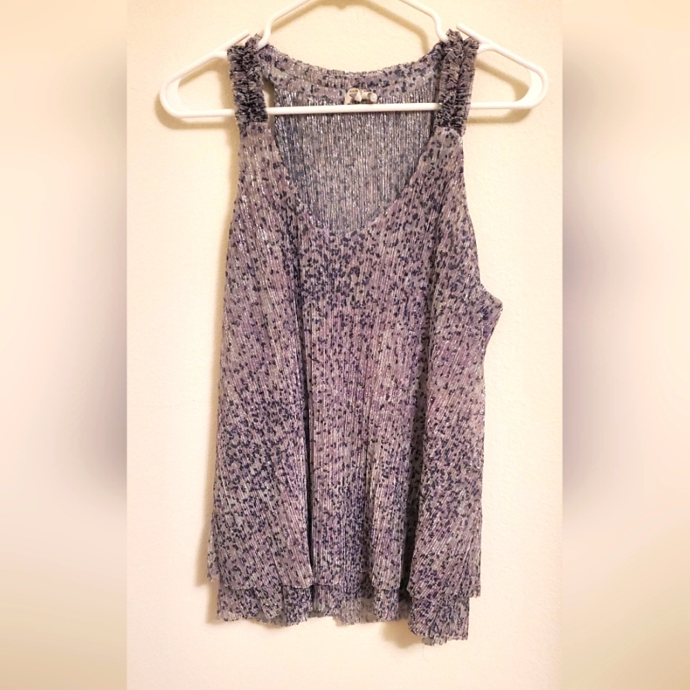 Anthropologie Shimmer Metallic Animal Print Halter Tank Size LP Holiday Party